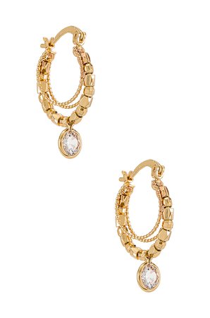 Ettika Embellished Hoop Earrings in Gold | REVOLVE