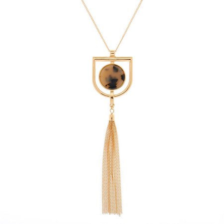 Gold Resin Tortoiseshell Tassel Long Pendant Necklace | Claire's