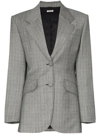 Miu Miu single-breasted Prince of Wales check print wool blazer £1,820 - Buy Online - Mobile Friendly, Fast Delivery