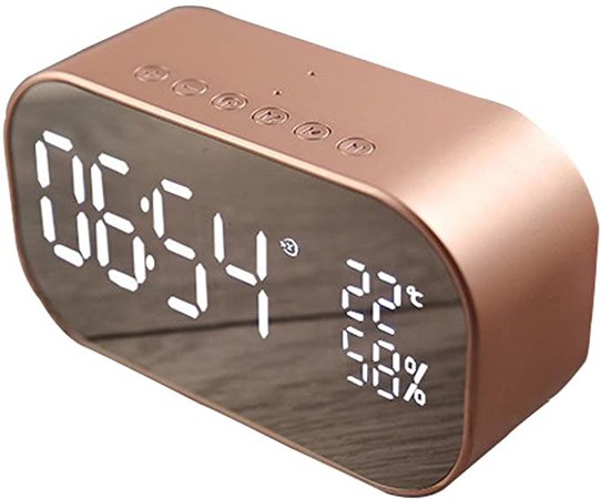 PER Clock Digital Multifunction Watches Small Table Alarm Clock Charge USB or Batteries Simple Style Modern Car BT Speaker-Rose Gold: Amazon.ca: Home & Kitchen