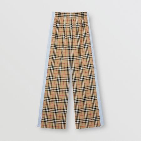 Vintage Check Stretch Cotton Trousers in Archive Beige - Women | Burberry Canada