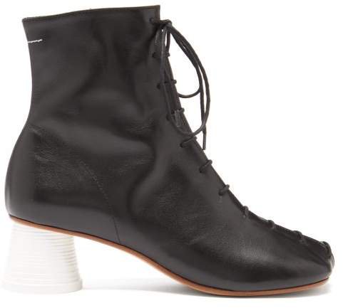 Lace Up Leather Ankle Boots - Womens - Black