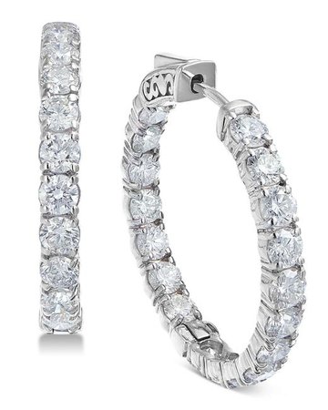 Macy's Diamond Hoop Earrings (5-3/8 Ct. T.w.) In 14k White Gold