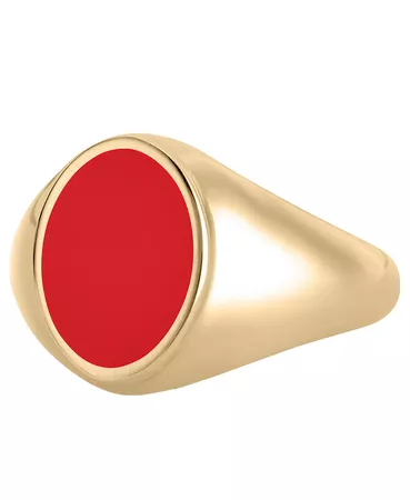 Sarah Chloe 14K Gold Plated Lana Petite Red Enamel Pinky Signet Ring