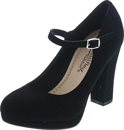 Amazon.com | City Classified Comfort Nola Women's Closed Toe Ankle Strap Block Heel | Pumps