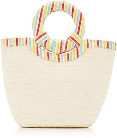 Adriana Castro Striped Watersnake Trimmed Straw Tote
