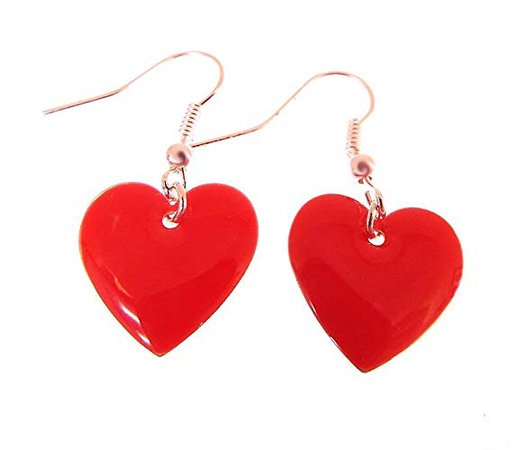 red hearts earrings - Google Search