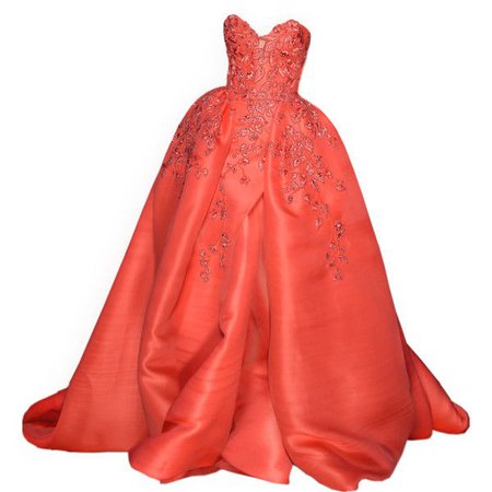 Coral-Pink Couture Gown
