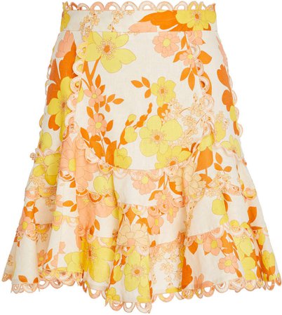 Primrose Floral-Print Linen Skirt