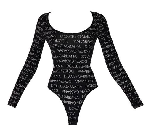 1995 Dolce & Gabbana Black & White Monogram Logo L/S Bodysuit Top | My Haute Wardrobe