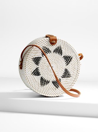 Two-tone round straw shoulder bag | Gypsea | Shop Women's Crossbody Bags Online | Simons