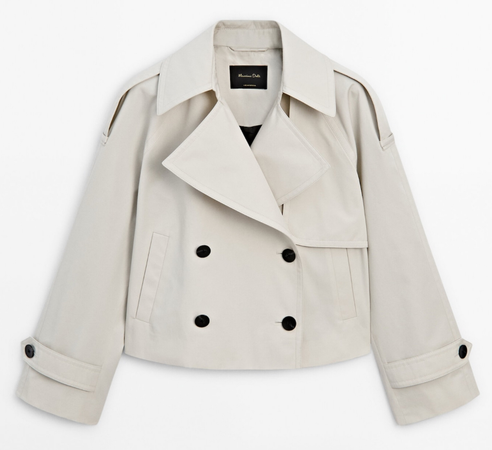 cropped ivory trench coat