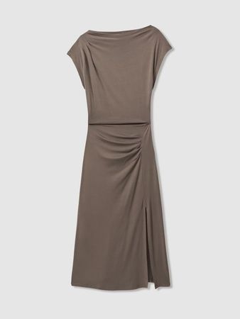 Reiss Leonore Ruched Jersey Midi Dress | REISS USA