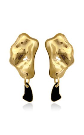 24k Gold-Plated And Onyx Profundo Earrings By Monica Sordo | Moda Operandi