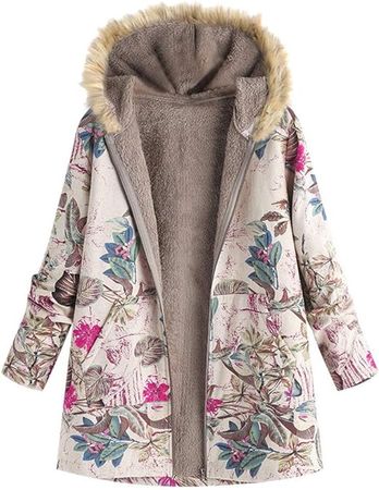Amazon.com: forerruti Womens cardigans Coats Boho Flowers Floral Print Fleece Lined Hooded Warm Loose Winter : Clothing, Shoes & Jewelry