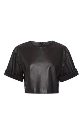 Black Leather Crop Top by Fausto Puglisi