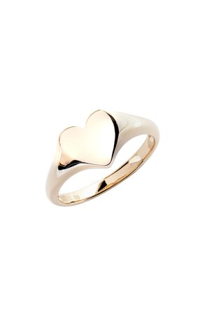 EF COLLECTION Gold Heart Pinky Ring | Nordstrom