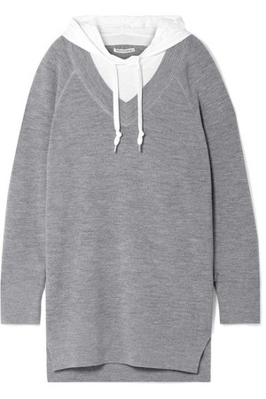 T by Alexander Wang | Hooded layered wool and cotton-blend jersey mini dress | NET-A-PORTER.COM
