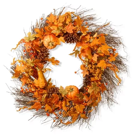 National Tree Company Pumpkin Wreath Orange (28") : Target