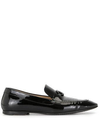Shop black Chanel Pre-Owned CC logo loafers with Express Delivery - Farfetch