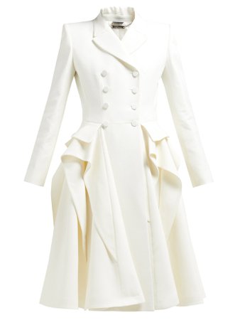 Ruffle double-breasted wool-blend coat | Alexander McQueen | MATCHESFASHION.COM