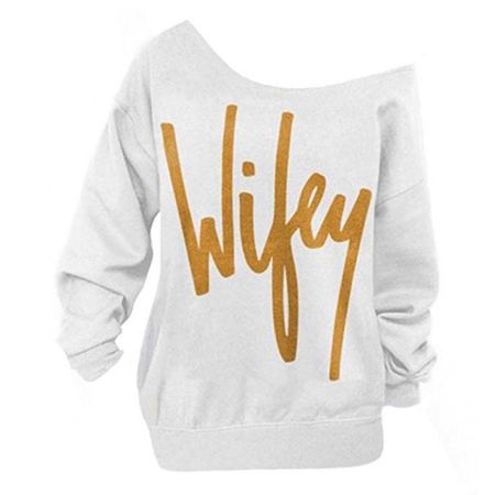 Begonia K. | Wifey Print Off The Shoulder Pullover $69