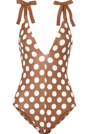 Zimmermann | Grosgrain-trimmed polka-dot swimsuit | NET-A-PORTER.COM