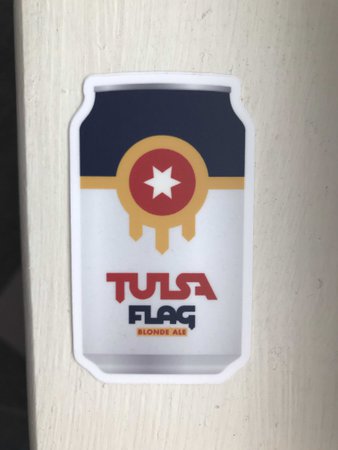 Tulsa flag beer sticker
