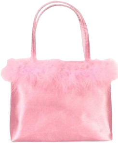 pink feather trimmed mini handbag