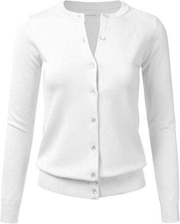 FLORIA Women's Button Down Crew Neck Long Sleeve Soft Knit Cardigan Sweater (S-3X) at Amazon Women’s Clothing store