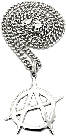 Amazon.com: GWOOD Anarchy Pendant with 24 Inch Long Necklace(SM/SILVER/CUBAN): Clothing