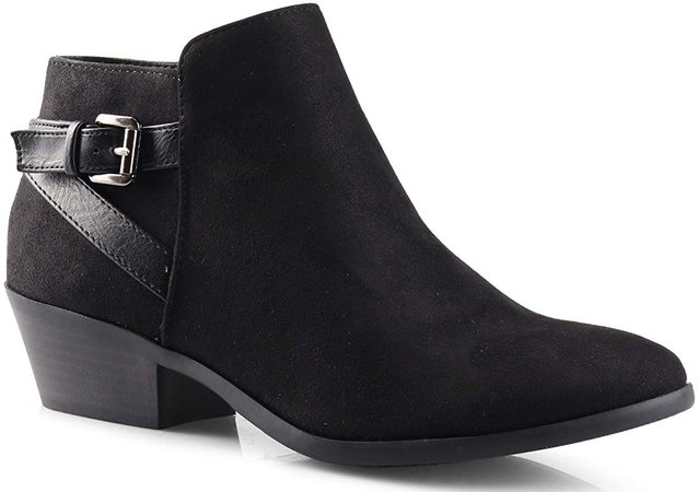 Stacked Heel Ankle Boots Black