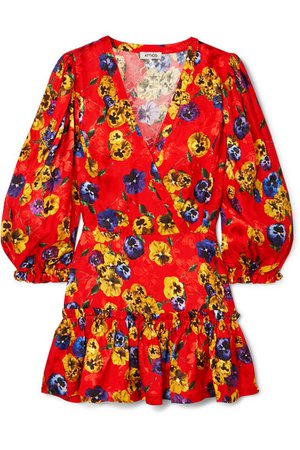 Attico | Ruffled floral-jacquard mini dress | NET-A-PORTER.COM