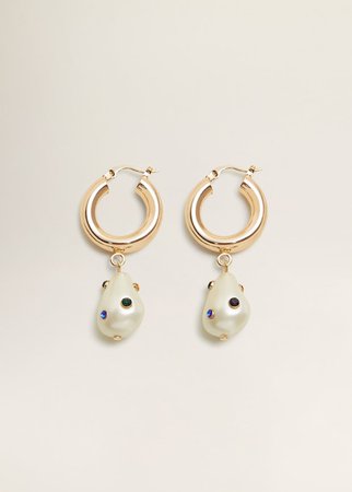 Pearl hoops earrings - Women | Mango USA