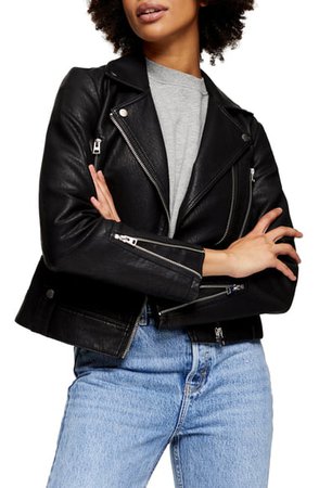 Topshop Fred Faux Leather Biker Jacket (Regular & Petite) | Nordstrom