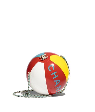 Beach Ball Minaudiere , resin & gold-tone metal, turquoise, pink, white & transparent - CHANEL