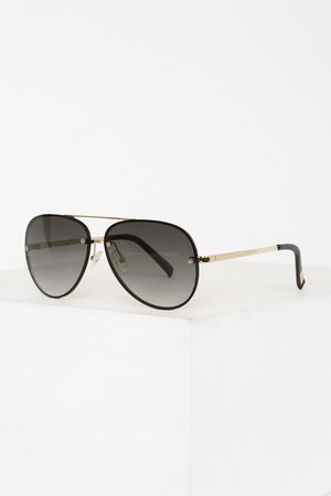 Chic Gold and Black Sunglasses - Gradient Aviator Sunnglasses