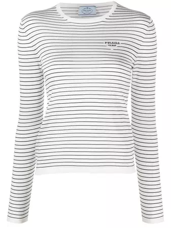 Prada logo-print Striped Jumper - Farfetch