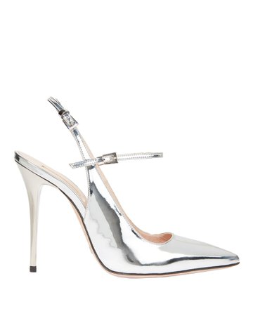 Silver Leather Slingback Sandals