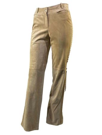 S/S 2003 Christian Dior by John Galliano Suede Lace Up Jacket Pants Suit Set For Sale at 1stDibs