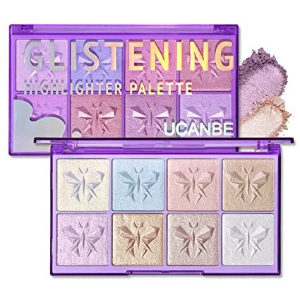 Amazon.com: UCANBE Glistening Highlighter Makeup Palette, 8 Color Triple Baked Intensely Pigmented Powder Luxurious Silky Velvety Shimmer Illuminating Glow Face Make Up Set : Beauty & Personal Care