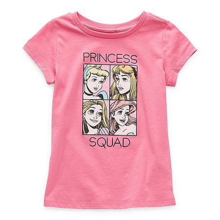 Disney Little & Big Girls Crew Neck Disney Princess Short Sleeve Graphic T-Shirt, Color: Bright Pink - JCPenney