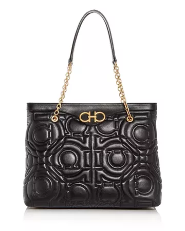 Salvatore Ferragamo Large Gancini-Quilted Leather Tote | Bloomingdale's