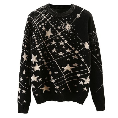 Cosmic starry cartoon jacquard sweater · Harajuku fashion · Online Store Powered by Storenvy