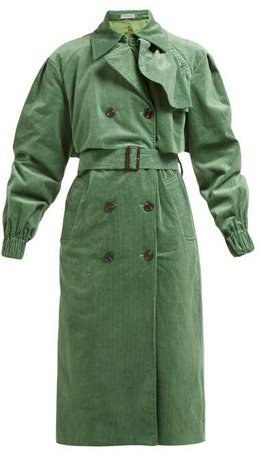 Mia Cotton Corduroy Trench Coat - Womens - Green
