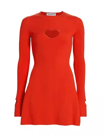 Shop MACH & MACH Aimee Heart Cut-Out Rib-Knit Minidress | Saks Fifth Avenue