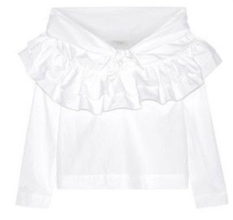 Isa Arfen White Washed Cotton Ruffle Knot Top Isa Arfen Women's White Washed Cotton Ruffle Knot Top