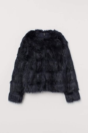 Short Faux Fur Jacket - Blue