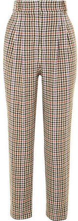 Kia Houndstooth Tweed Straight-leg Pants - Brown