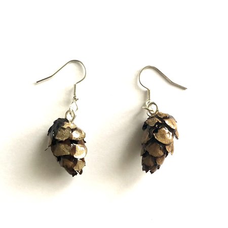 Very cute pine cone earrings, handmade by me using... - Depop